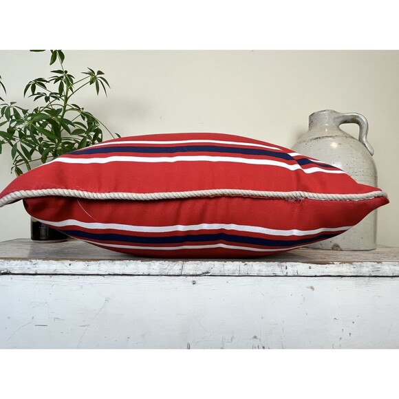 Vintage Nautical Crab On Red Canvas W/ Rope Piping 15” Throw Pillow 2 SIDED - Picture 6 of 9